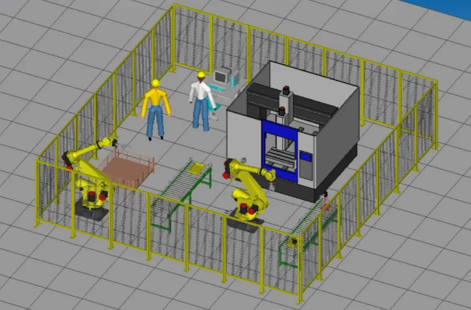 Industrial Robotic CNC Workcell Simulation